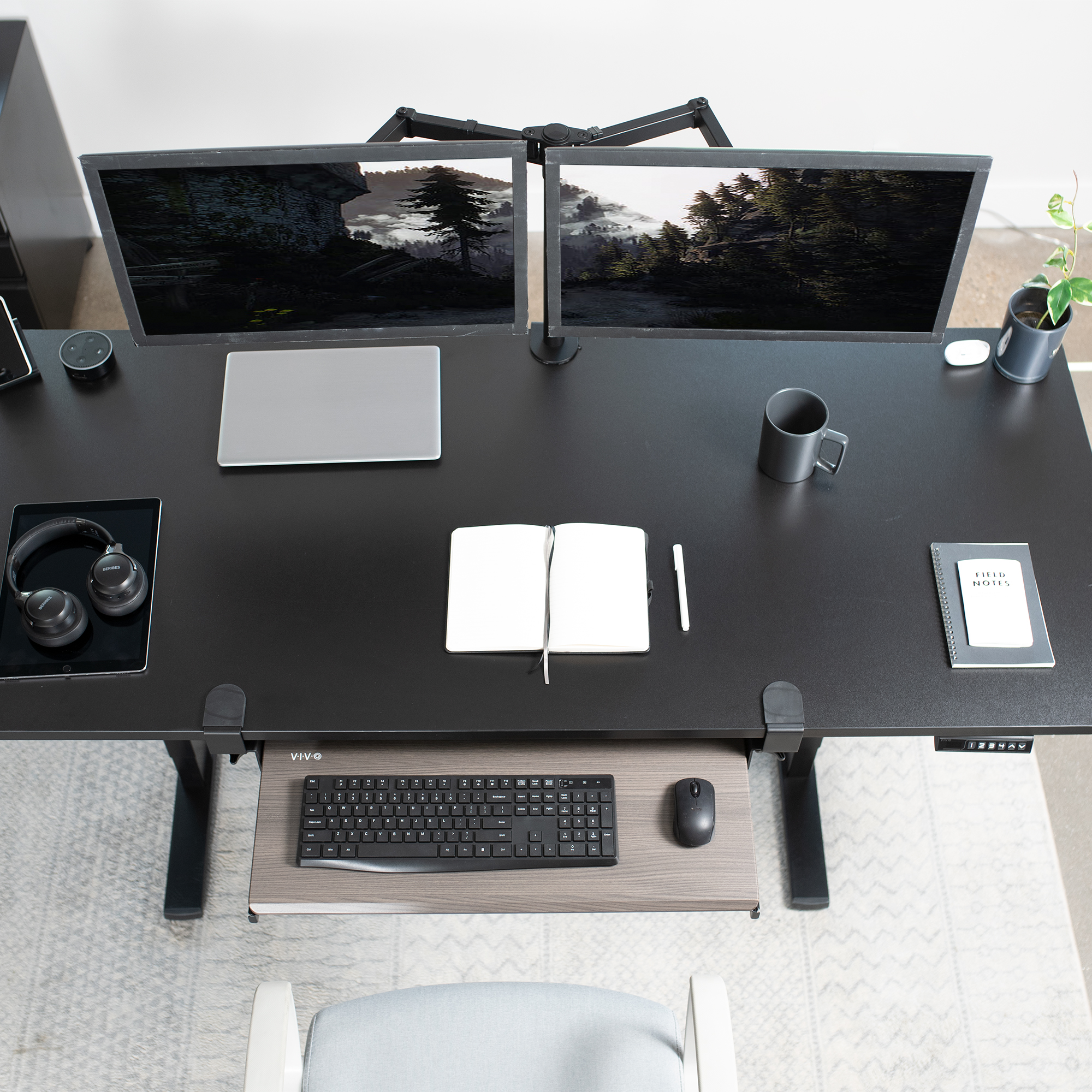 VIVO Gray Clamp-on Computer Keyboard and Mouse Under Desk Slider Tray Image 2