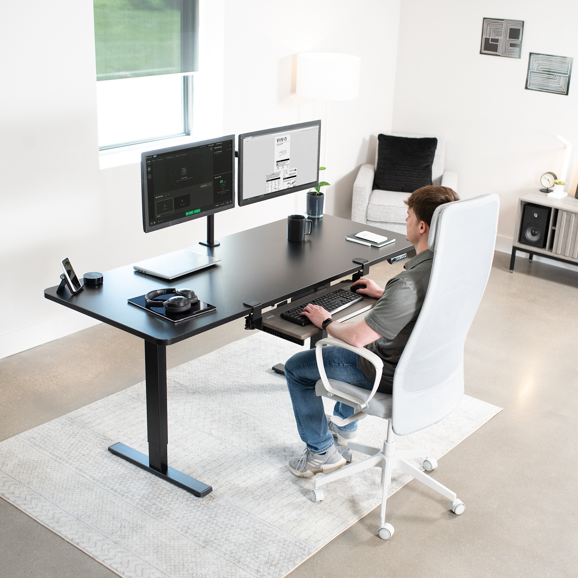 VIVO Gray Clamp-on Computer Keyboard and Mouse Under Desk Slider Tray Image 5