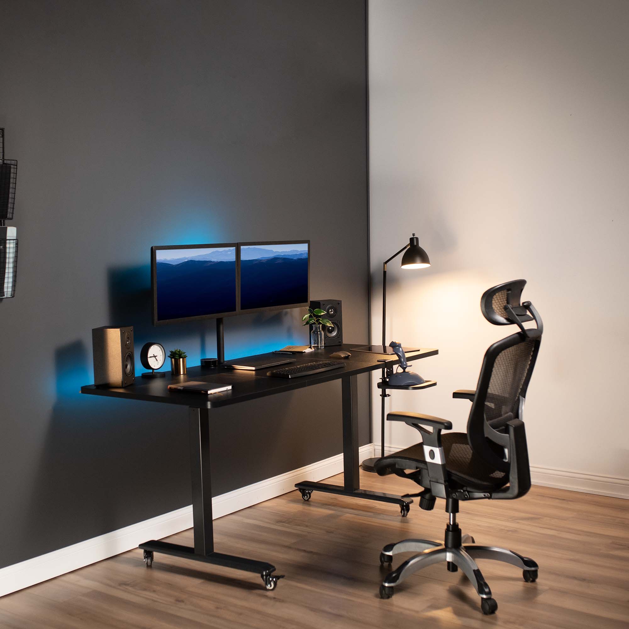 VIVO Black Wooden Rotating Clamp-on Adjustable Computer Mouse Pad, Device Holder Image 7