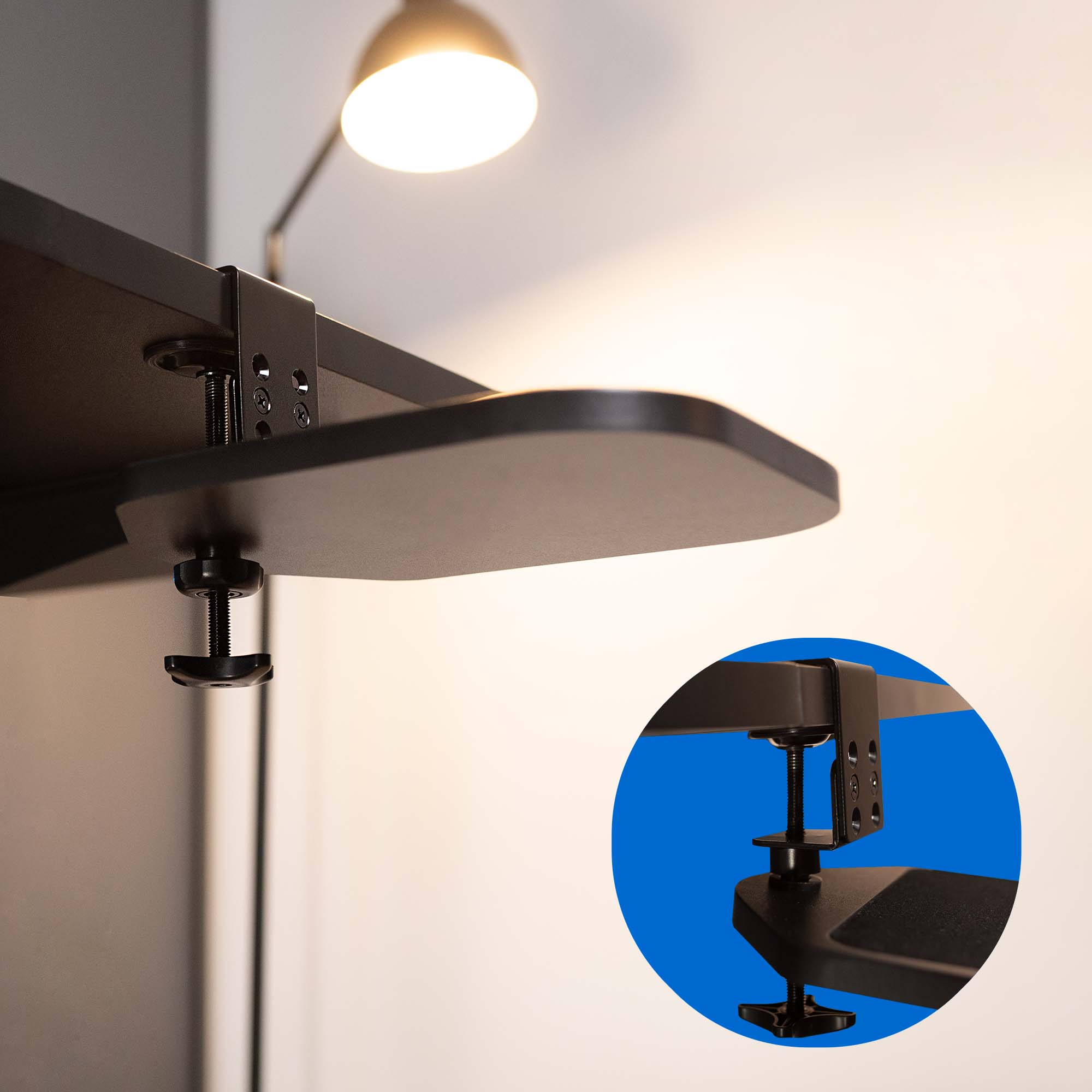 VIVO Black Wooden Rotating Clamp-on Adjustable Computer Mouse Pad, Device Holder Image 8