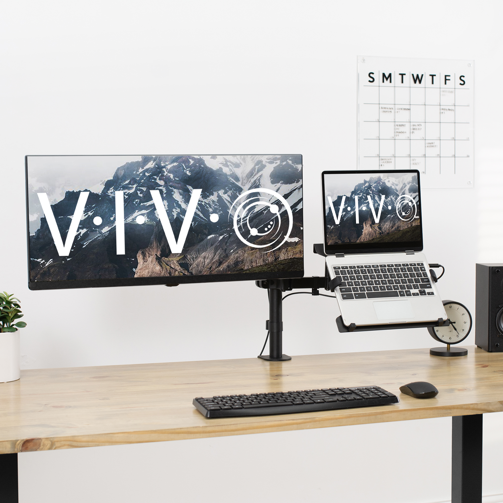 VIVO Universal Adjustable 10" to 15.6" Single Laptop VESA Arm Pole Mount Image 4