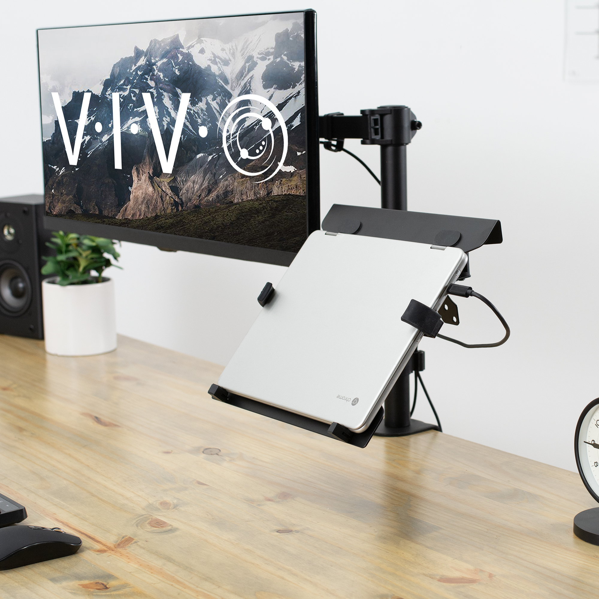 VIVO Universal Adjustable 10" to 15.6" Single Laptop VESA Arm Pole Mount Image 8