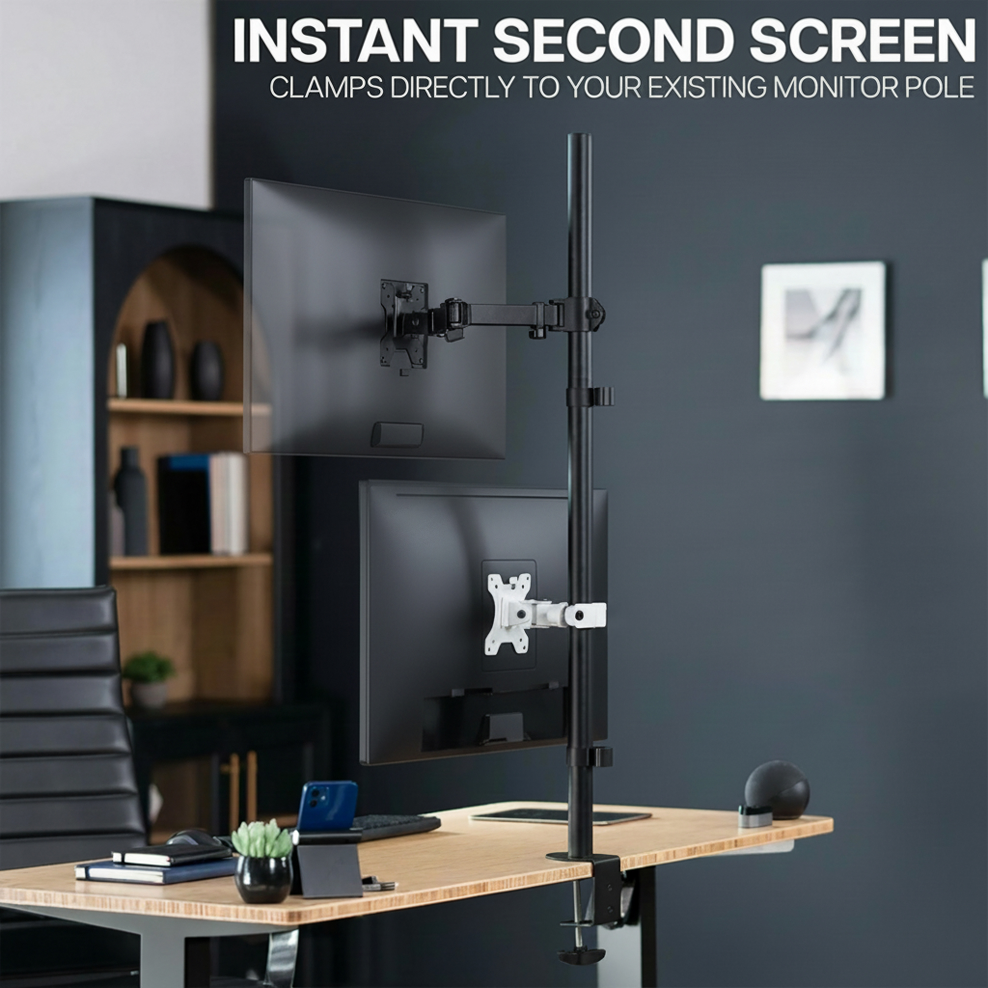 VIVO White Steel Universal Bracket Pole Mount VESA Plate, Fits 13" to 30" Screen Image 6