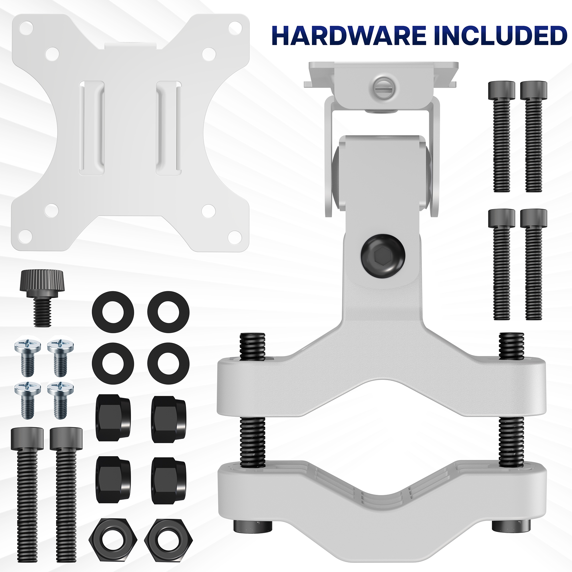 VIVO White Steel Universal Bracket Pole Mount VESA Plate, Fits 13" to 30" Screen Image 9