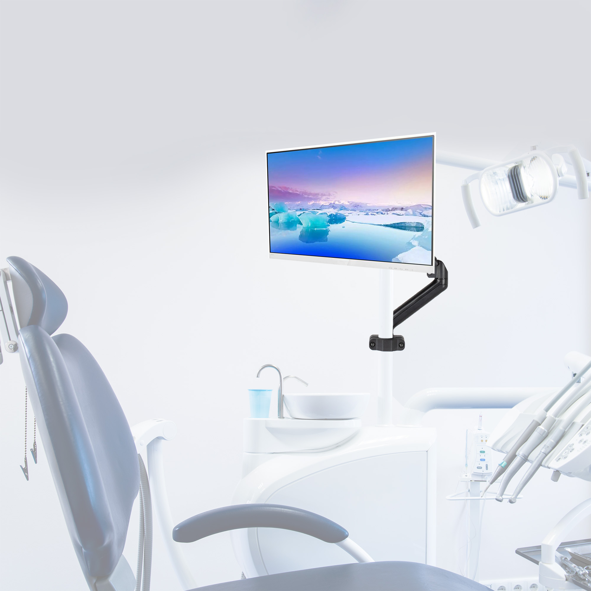 VIVO Universal Pneumatic Pole Mount Monitor Arm, Fits 17" to 32" Screens Image 6