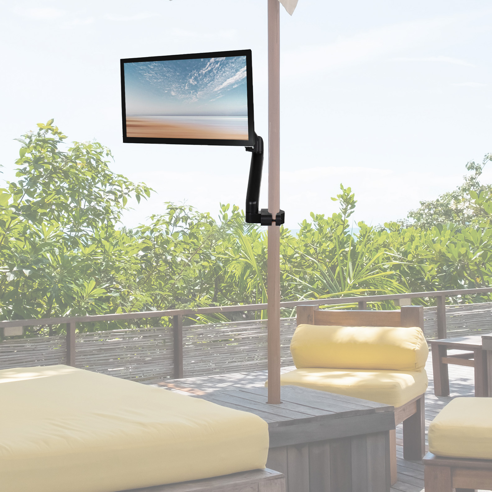 VIVO Universal Pneumatic Pole Mount Monitor Arm, Fits 17" to 32" Screens Image 7
