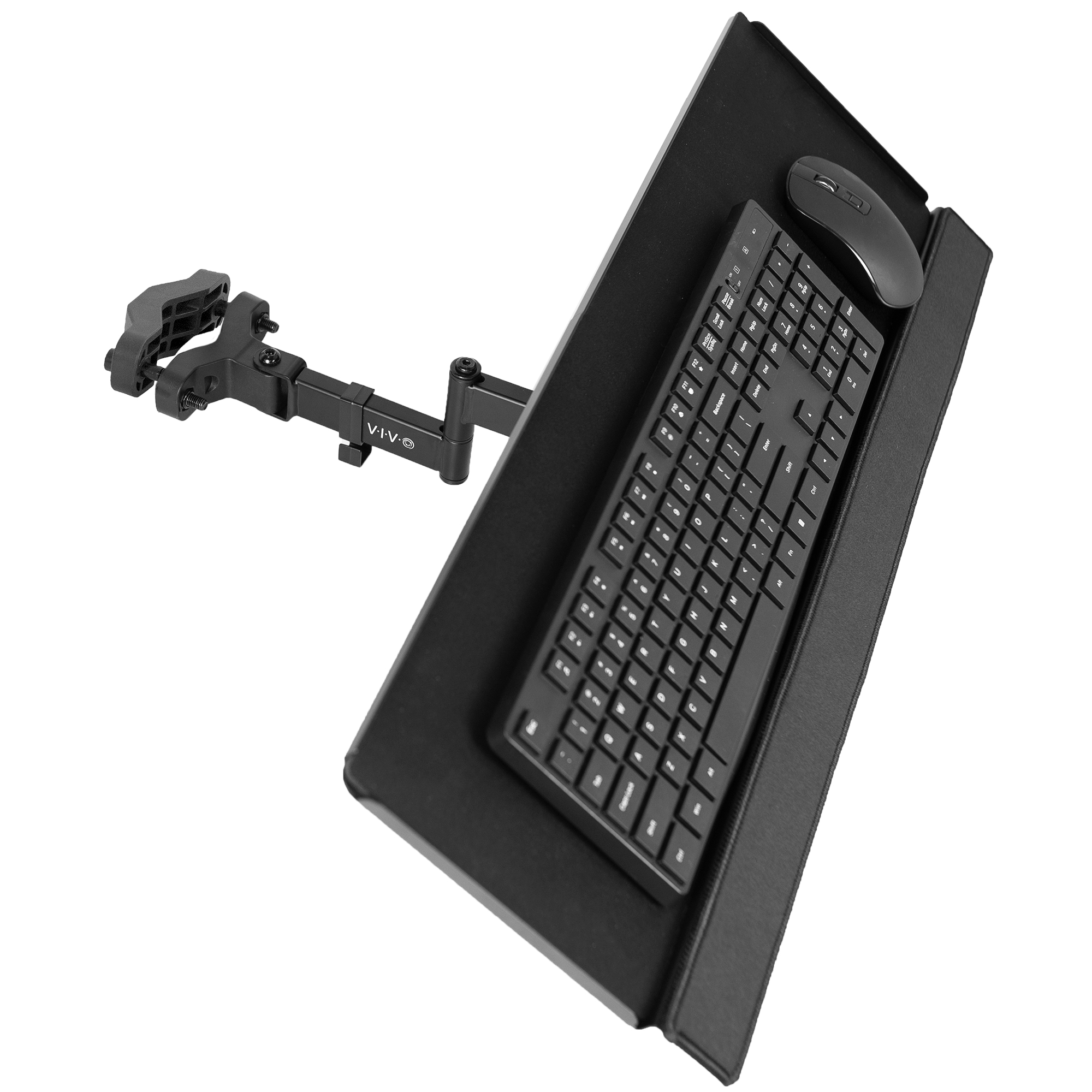 VIVO Steel Universal Full Motion Pole Mount, 26 Inch Keyboard and Mouse Tray Image 1