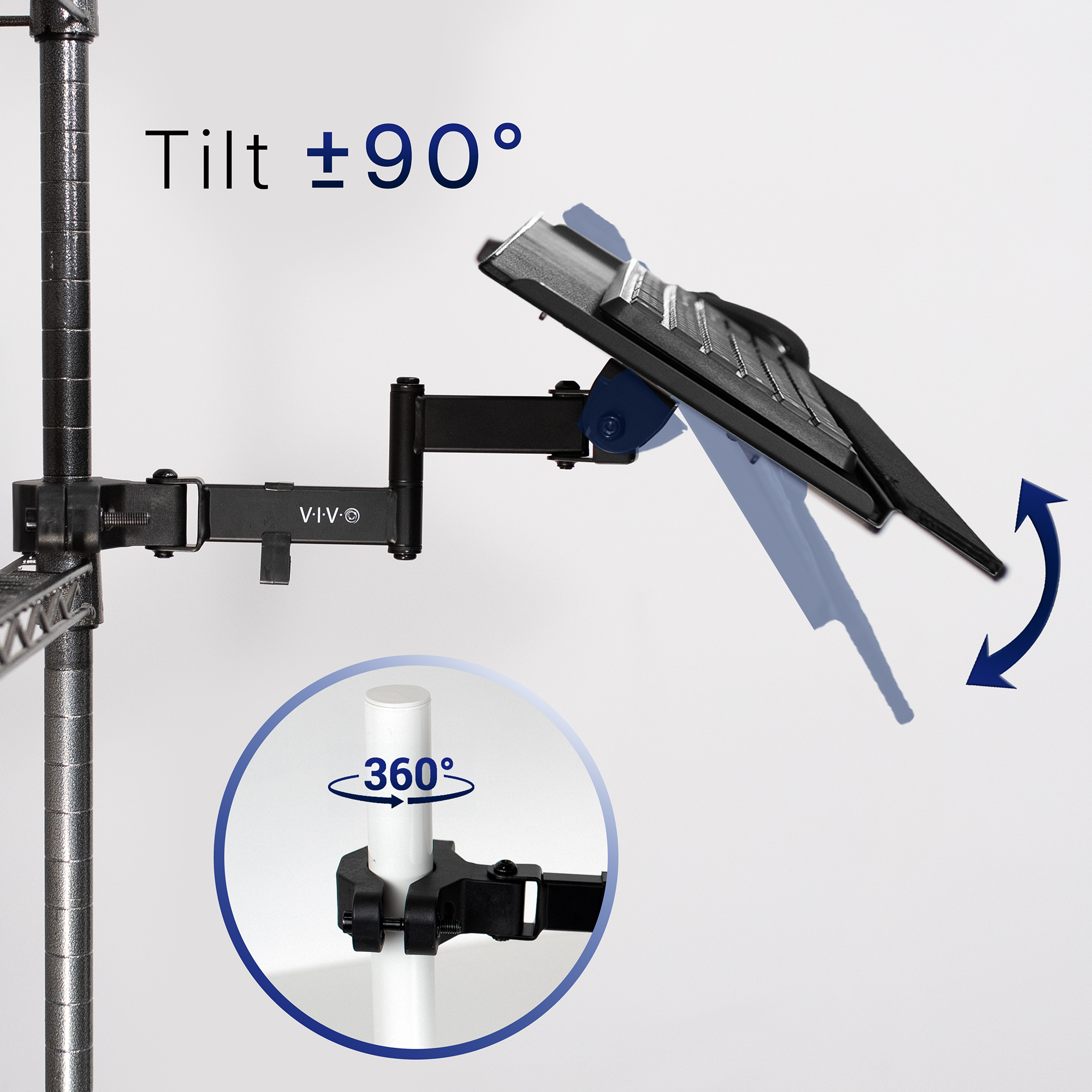 VIVO Steel Universal Full Motion Pole Mount, 26 Inch Keyboard and Mouse Tray Image 5