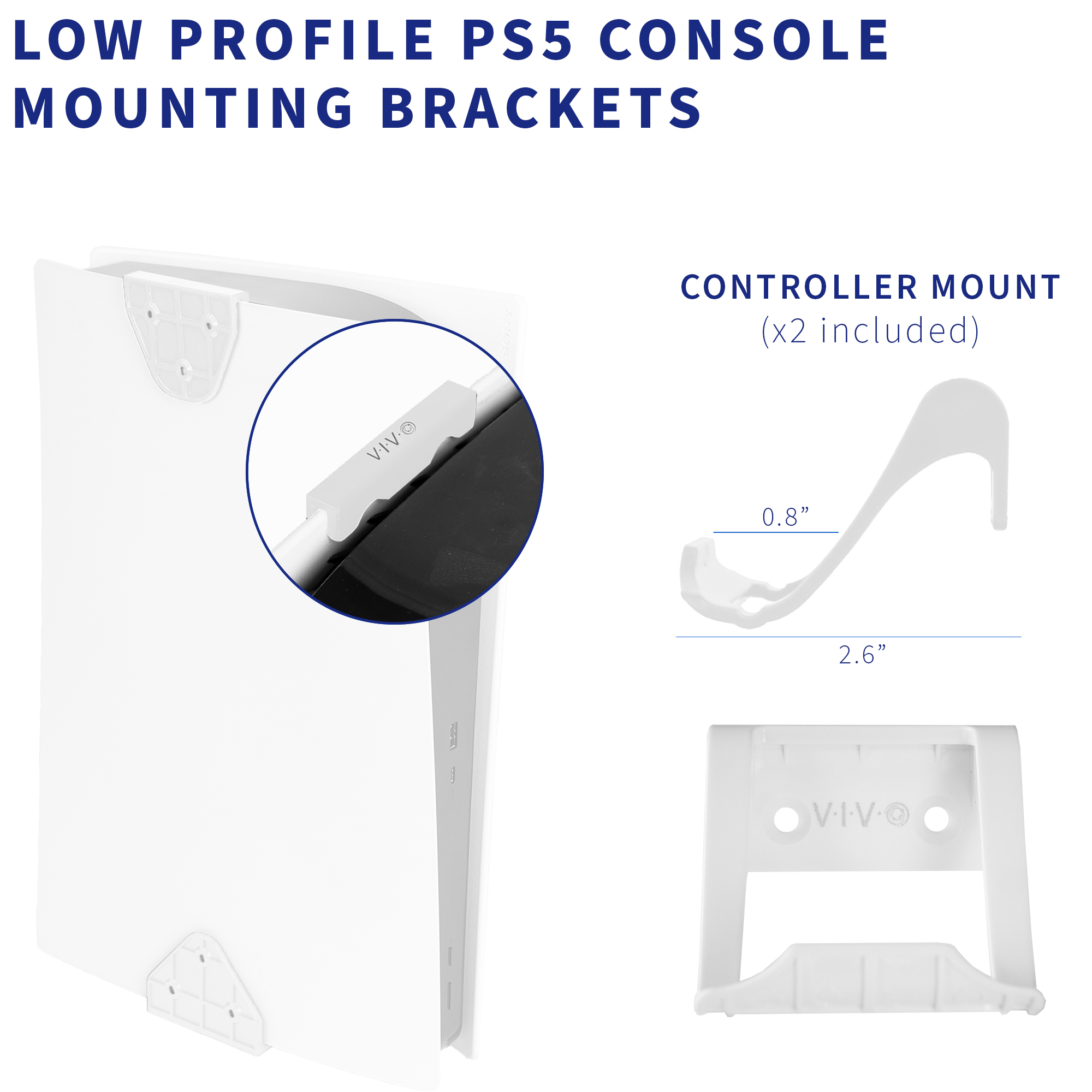 VIVO White Wall & Under Desk Mount Designed for PS5 & PS5 Slim Console Image 5