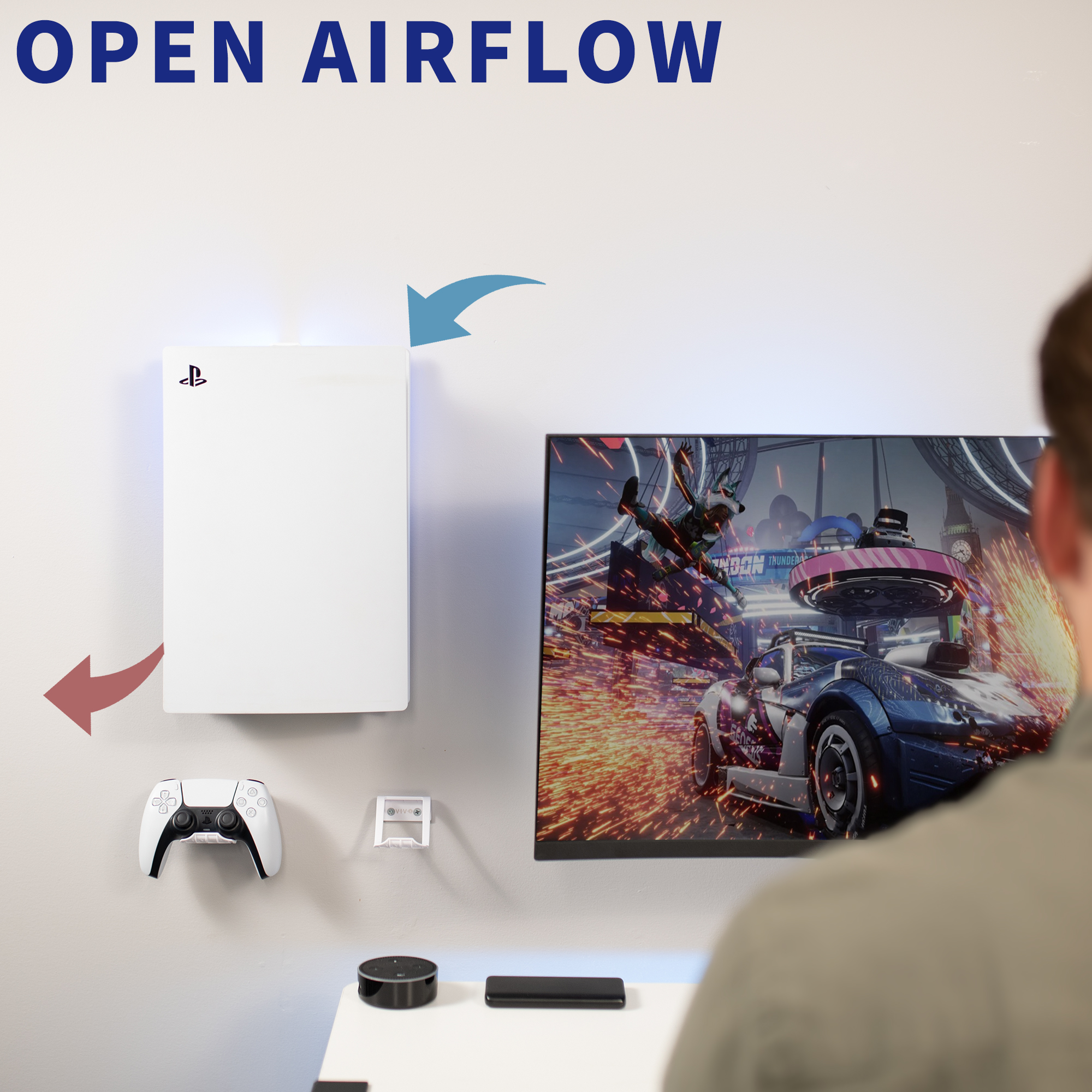 VIVO White Wall & Under Desk Mount Designed for PS5 & PS5 Slim Console Image 8