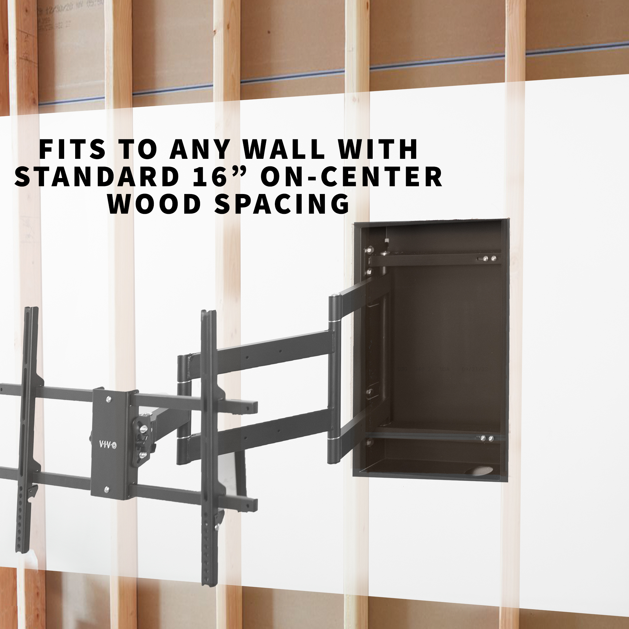 VIVO Recessed In-Wall TV Mount for up to 75" LED LCD Screens, Ultra Low Profile Image 5