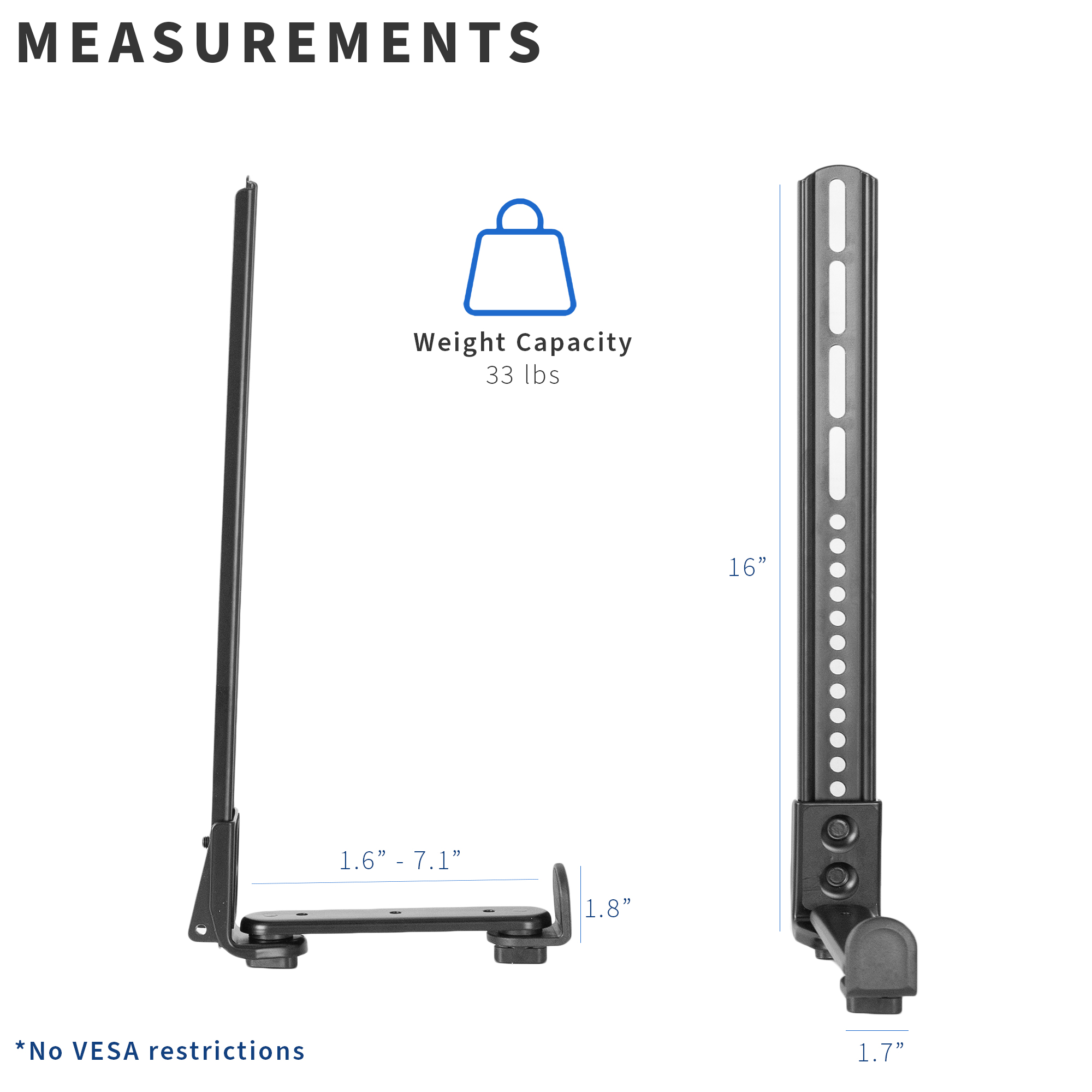 VIVO Adjustable Sound Bar Bracket Mount Above or Below Wall Mounted TV Image 2