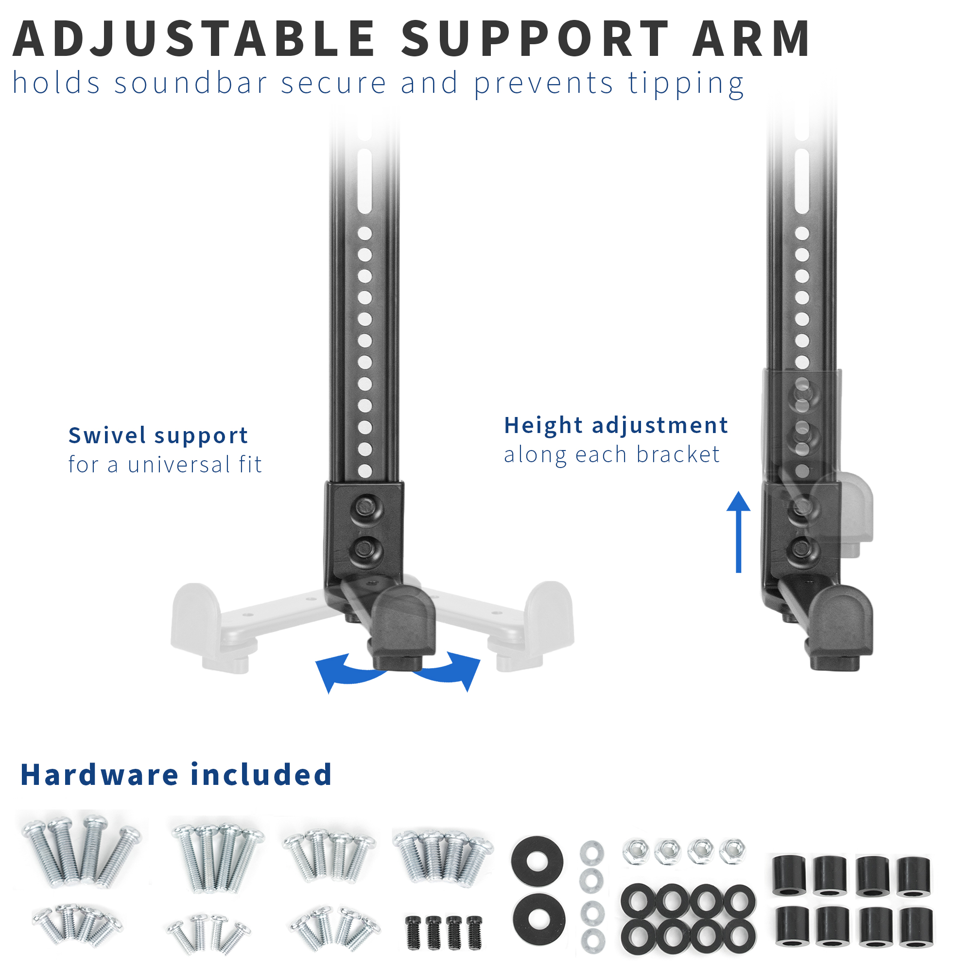 VIVO Adjustable Sound Bar Bracket Mount Above or Below Wall Mounted TV Image 3