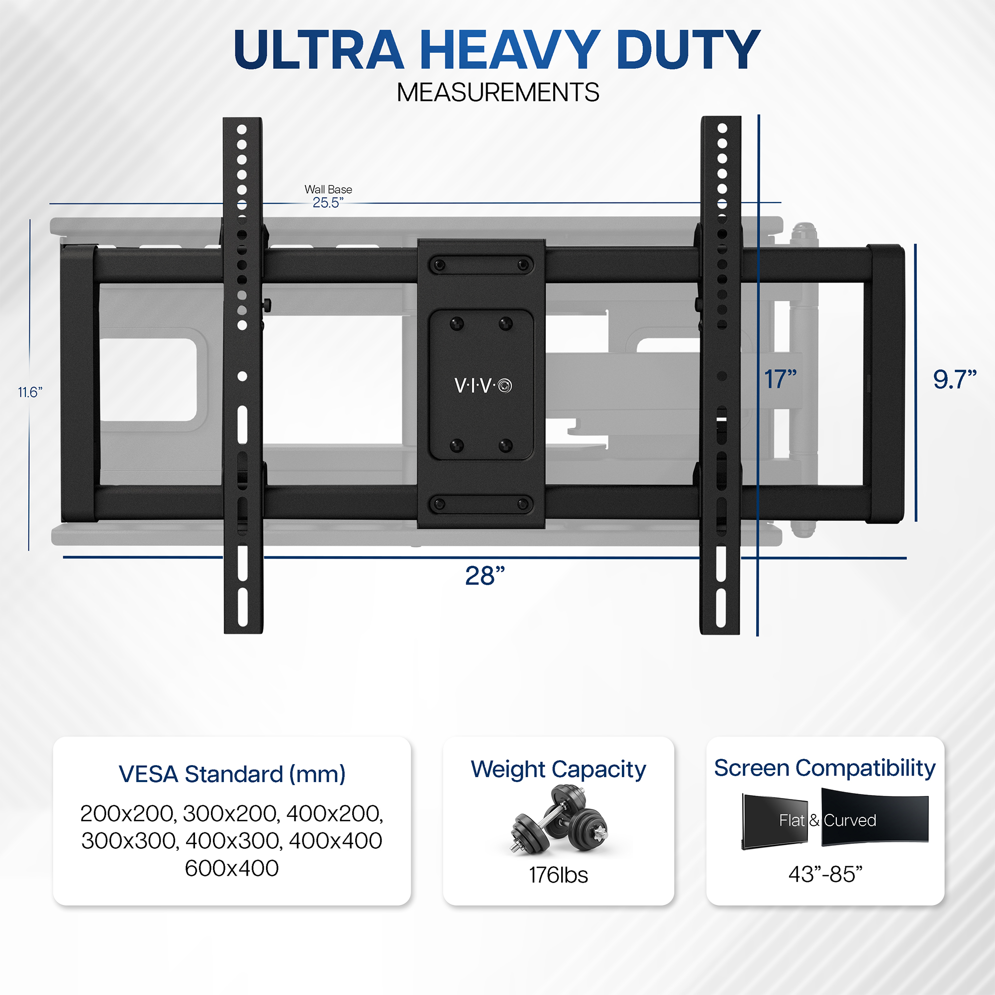 VIVO Heavy Duty Full Motion 43" to 85" TV Wall Mount Image 3