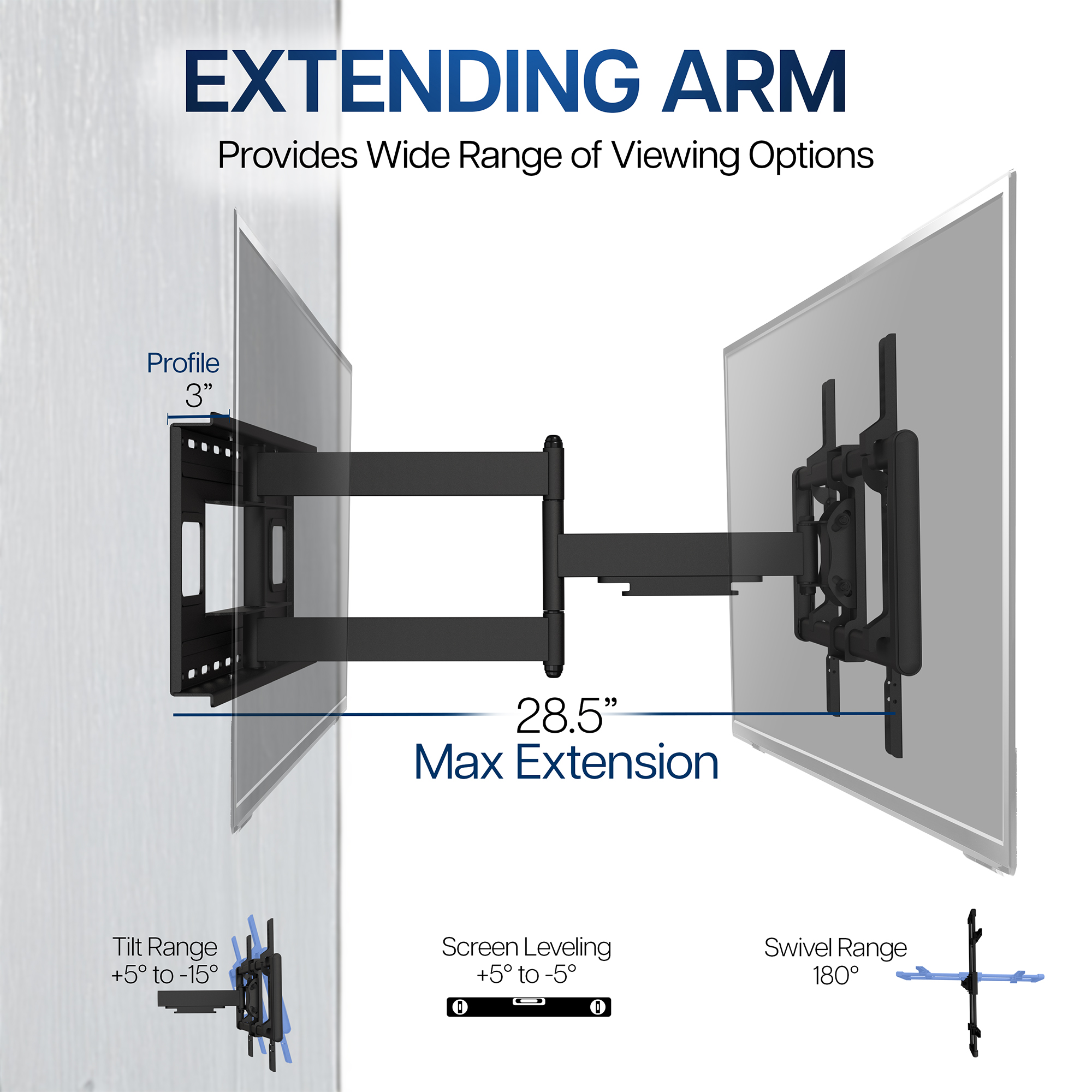 VIVO Heavy Duty Full Motion 43" to 85" TV Wall Mount Image 5