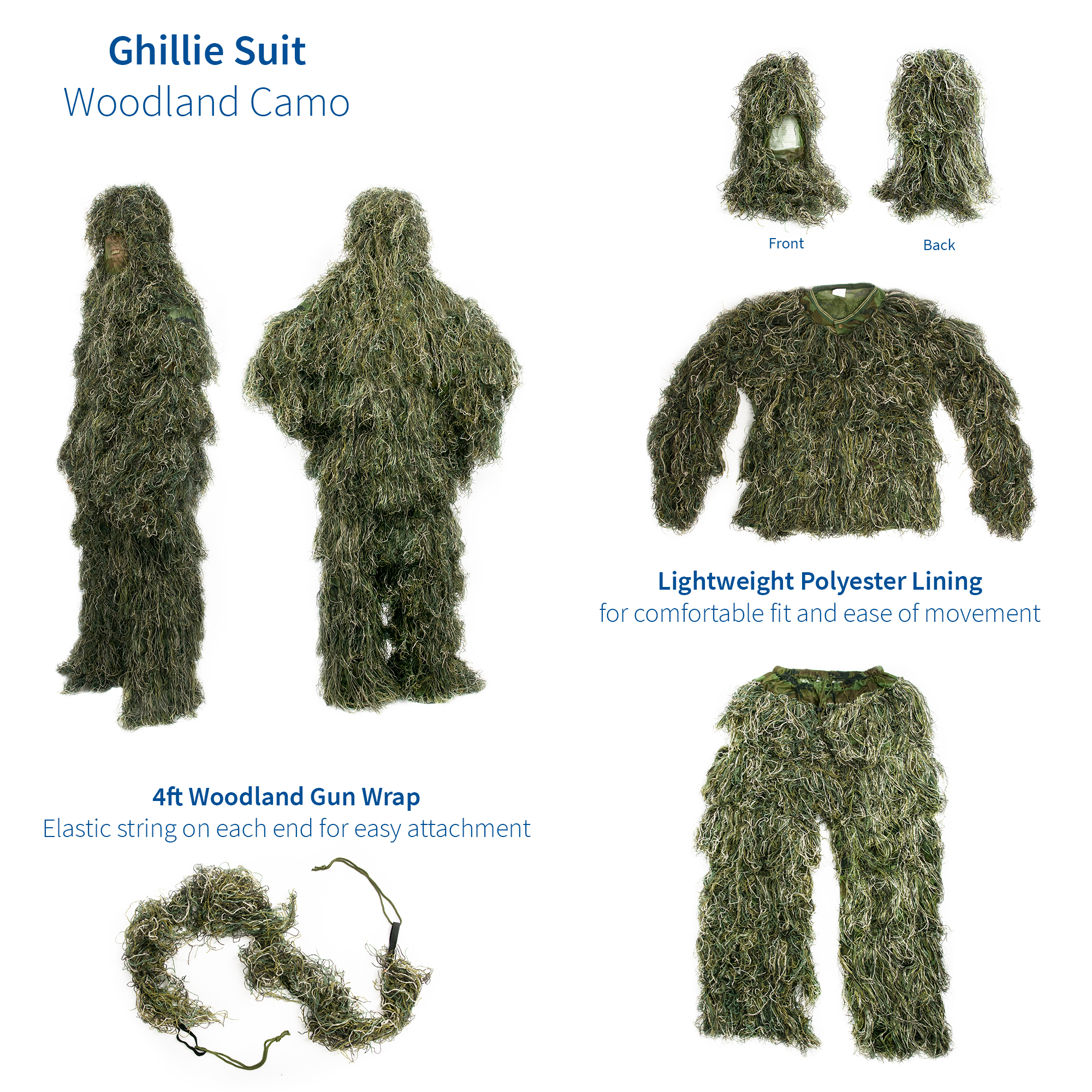 Buy New Ghillie Suit M/L Camo Woodland Camouflage Forest Hunting