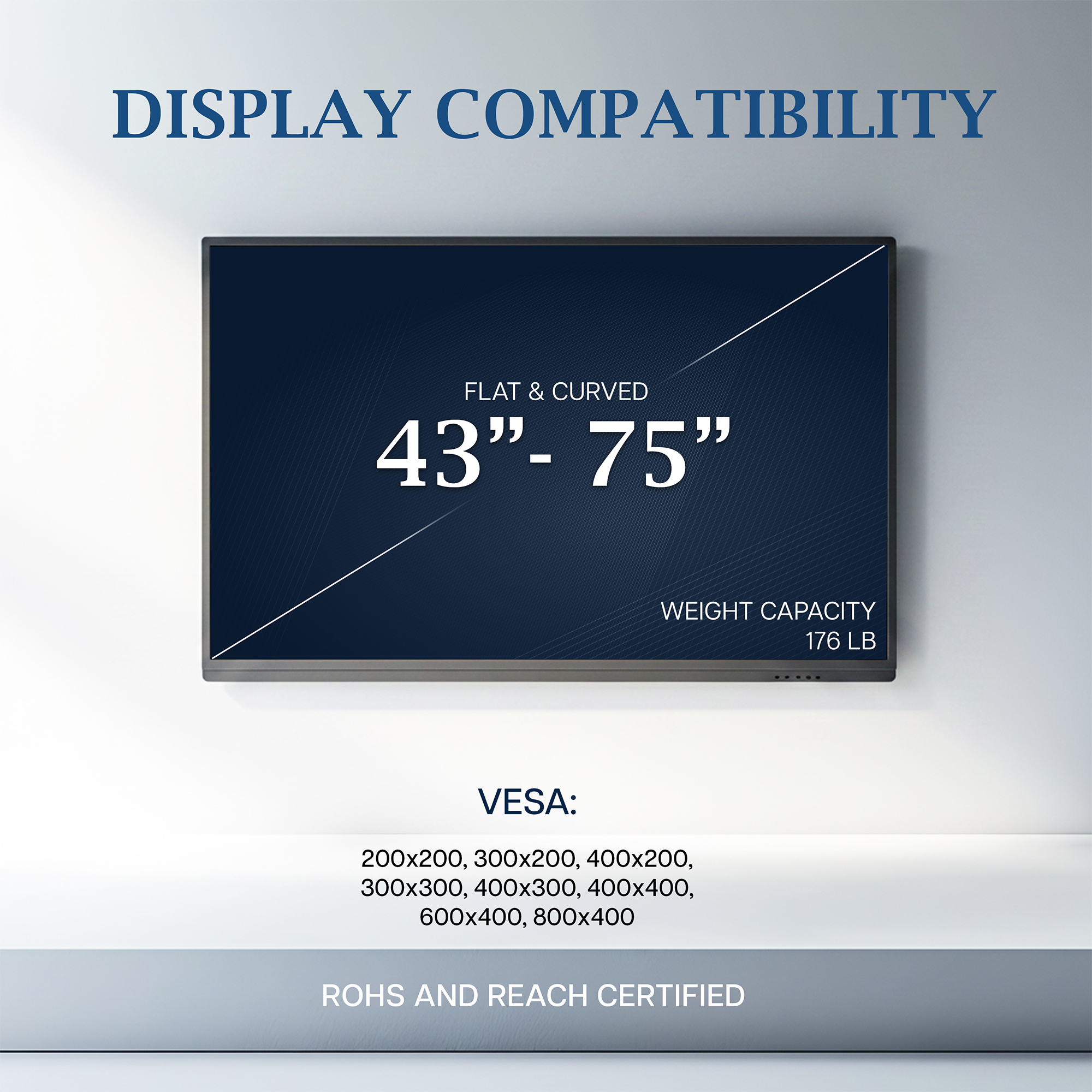 VIVO PRO Premium Heavy-Duty Fixed TV Wall Mount, 43”-75” Screens, Holds 176lbs Image 3