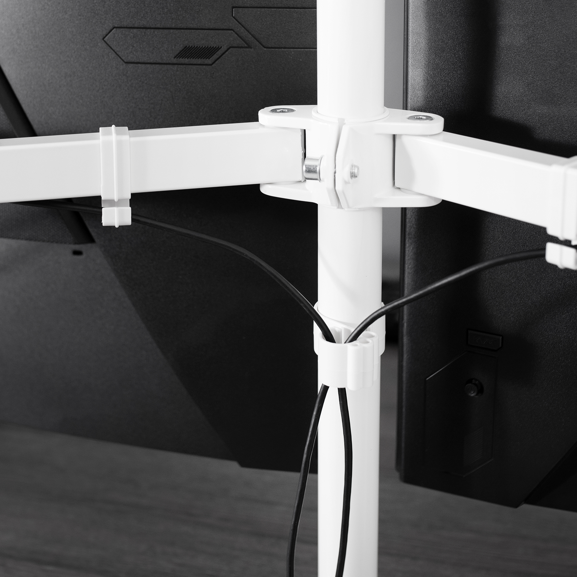 VIVO White Cable Clip Kit for Monitor Stands | 1 Pole Clip + 4 Arm Clips Image 4