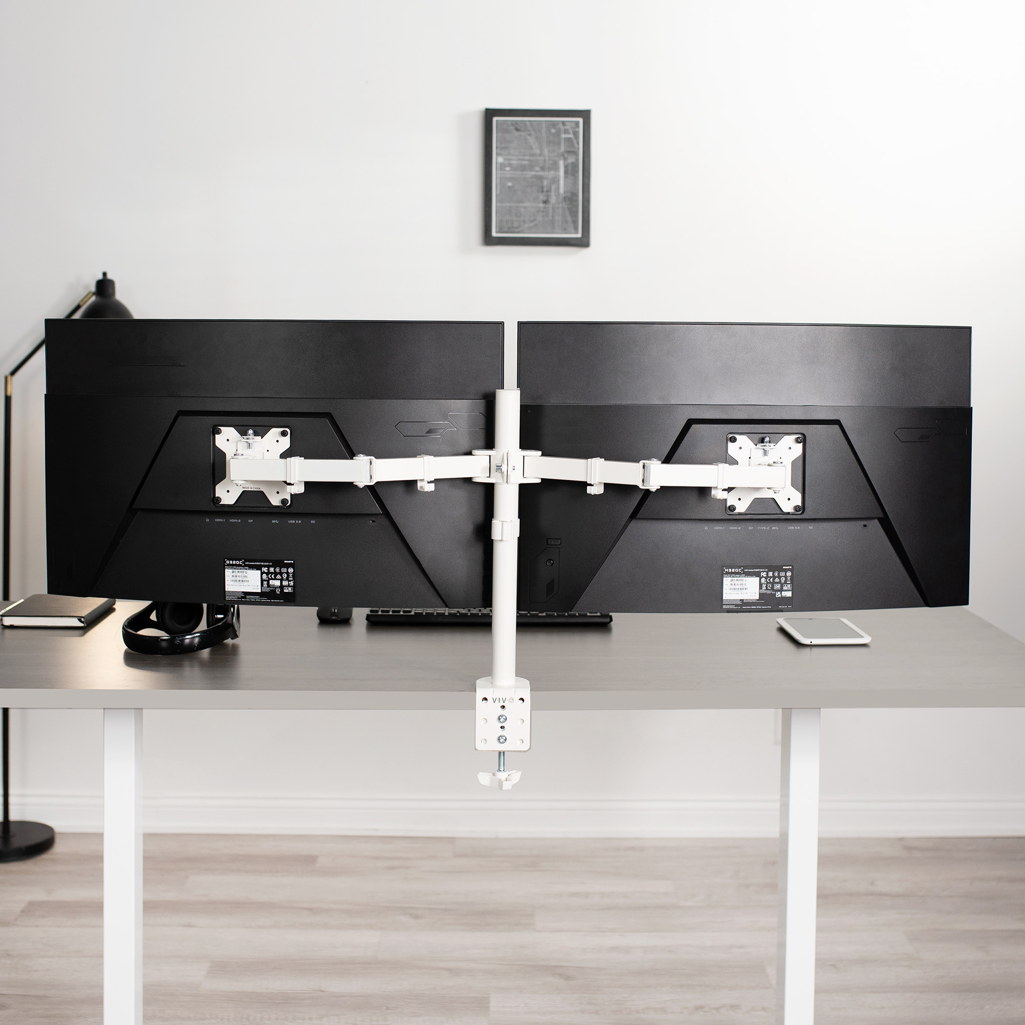VIVO White Cable Clip Kit for Monitor Stands | 1 Pole Clip + 4 Arm Clips Image 8
