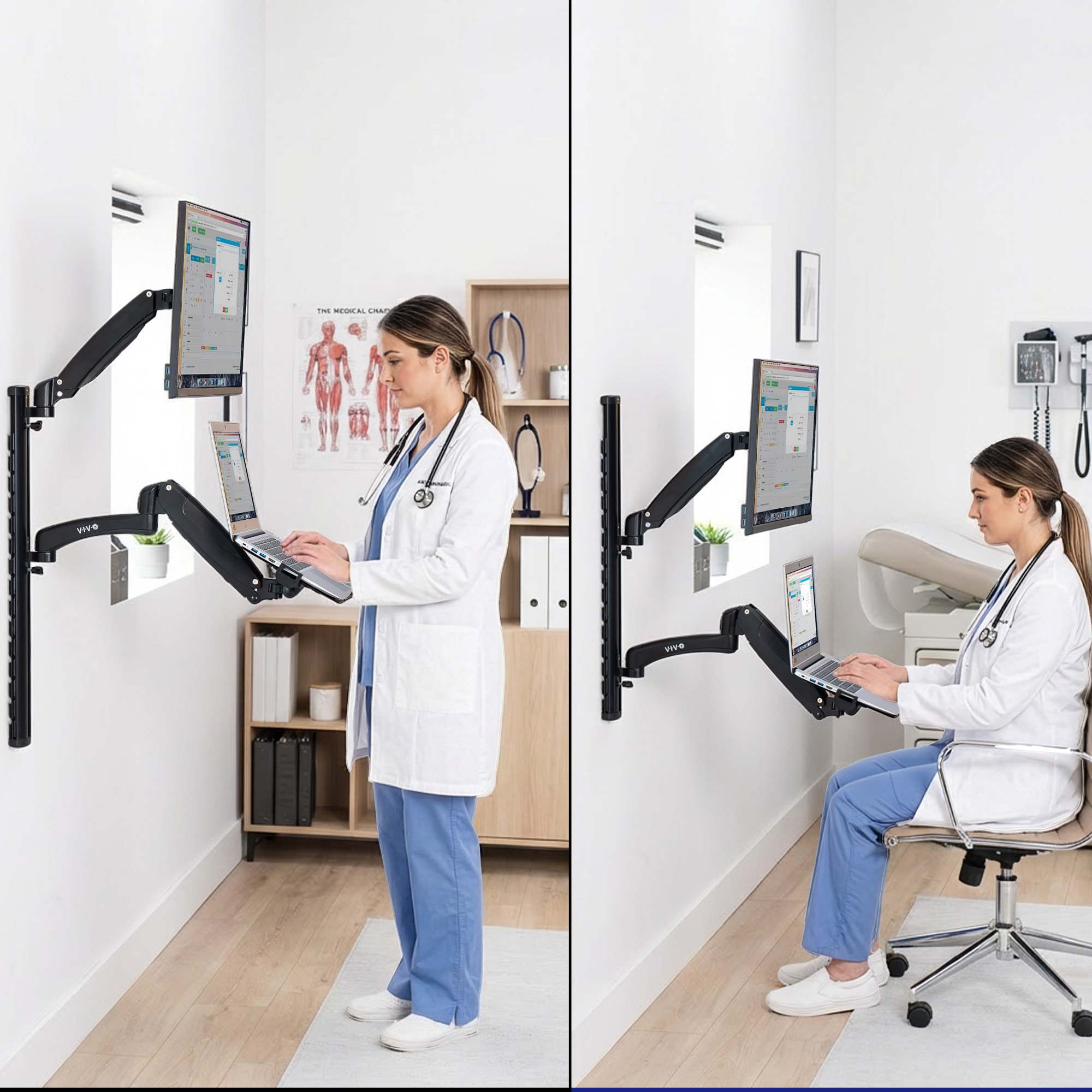VIVO Sit Stand Adjustable Monitor Laptop Computer Workstation, Fits  27" Screens Image 6