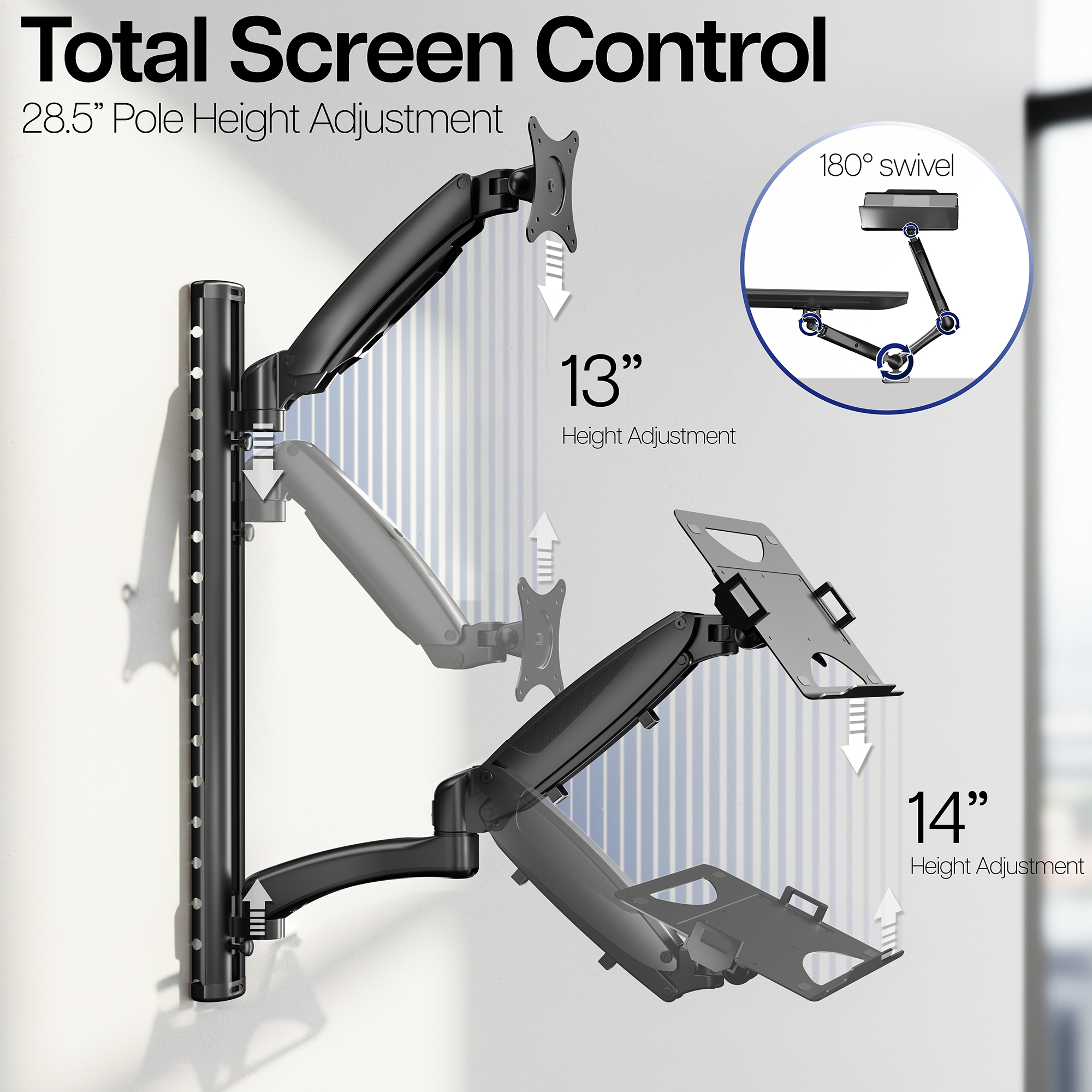VIVO Sit Stand Adjustable Monitor Laptop Computer Workstation, Fits  27" Screens Image 7