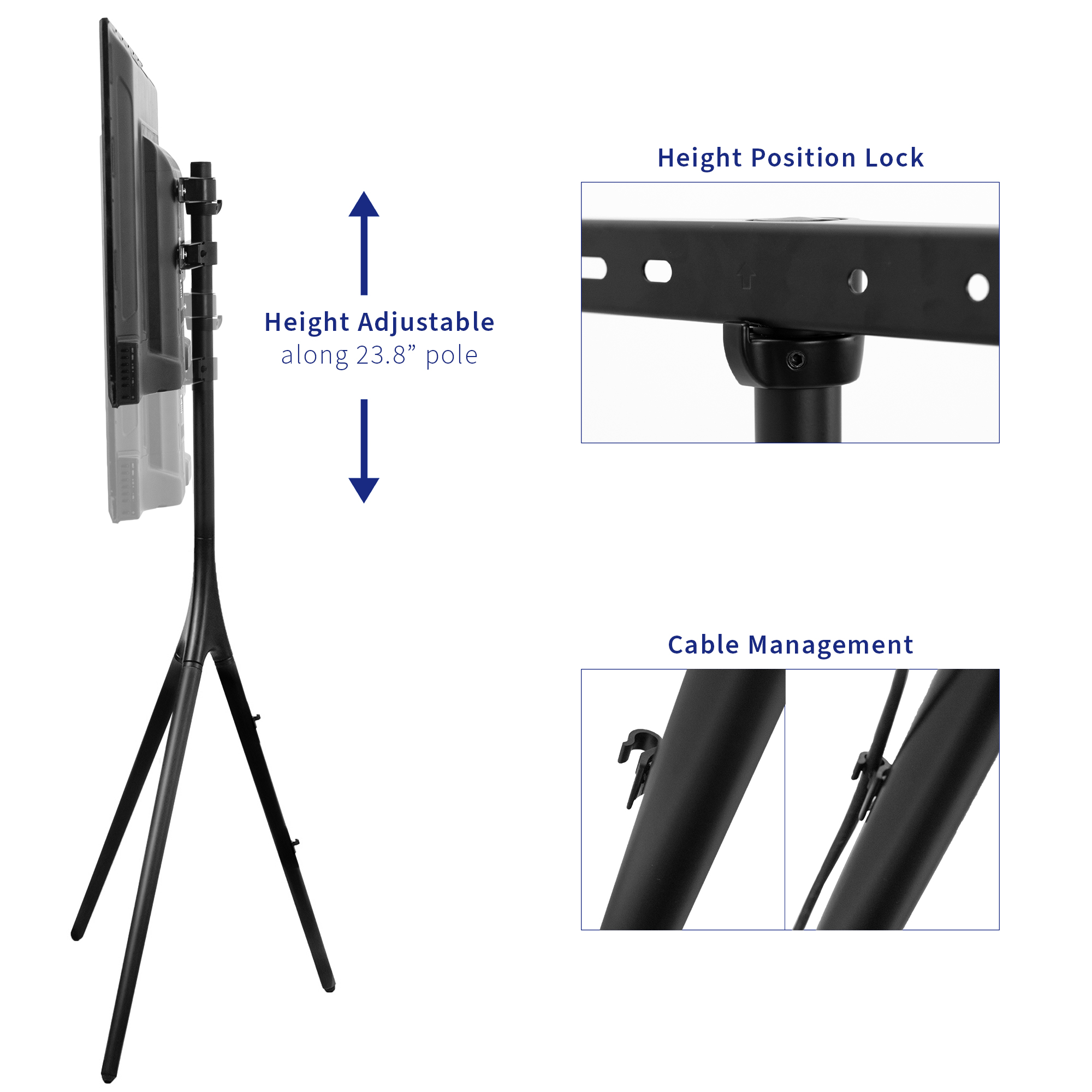 VIVO Black Artistic Easel 45" to 65" Studio TV Tripod Adjustable Floor Stand Image 3
