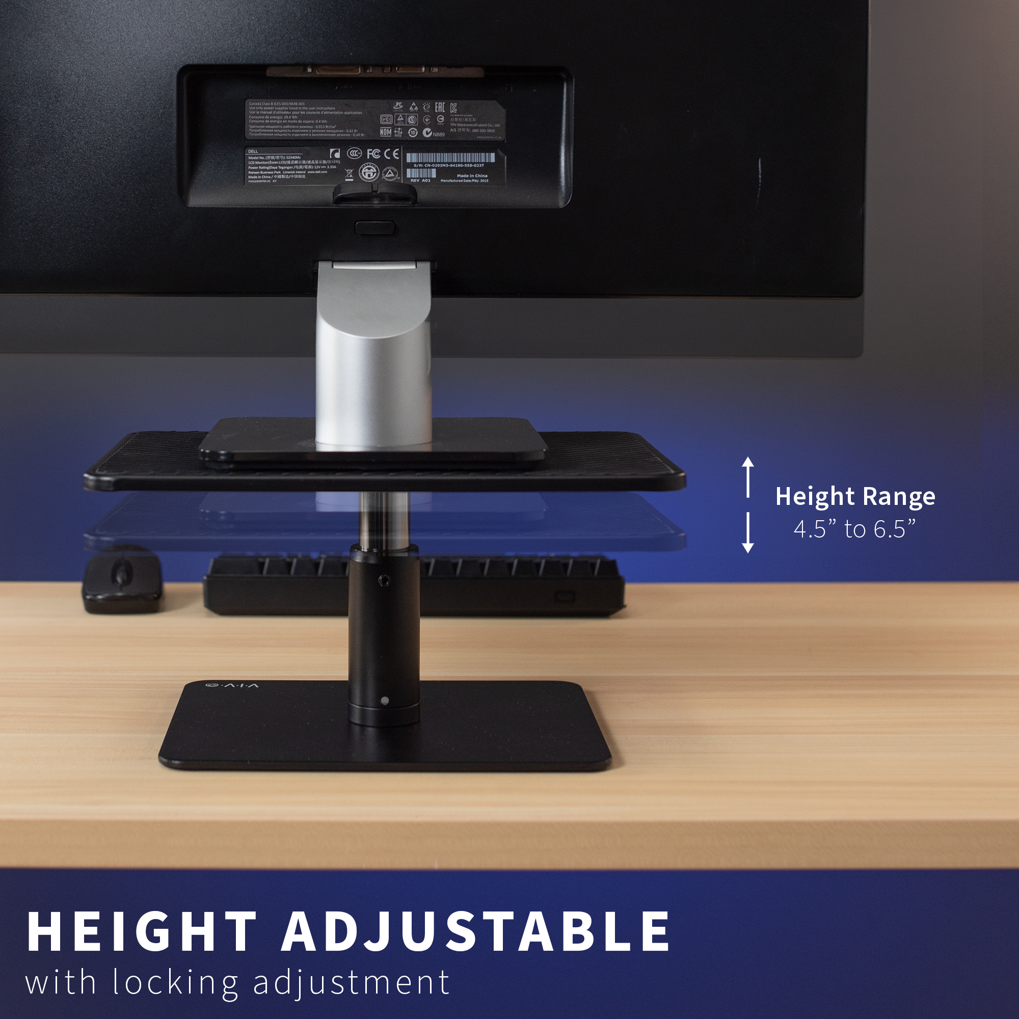 VIVO Universal Height Adjustable Ergonomic Computer Monitor & Laptop Riser Stand Image 3