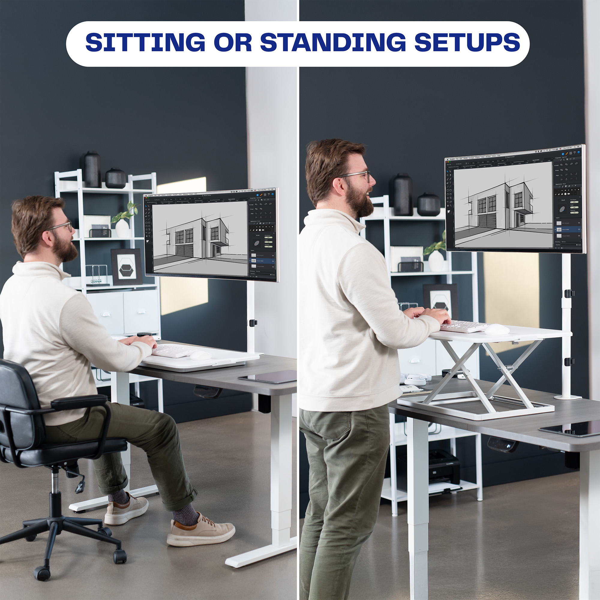 White Single Monitor Desk Mount Extra Tall Adjustable Stand for up to 32" Screen Image 8