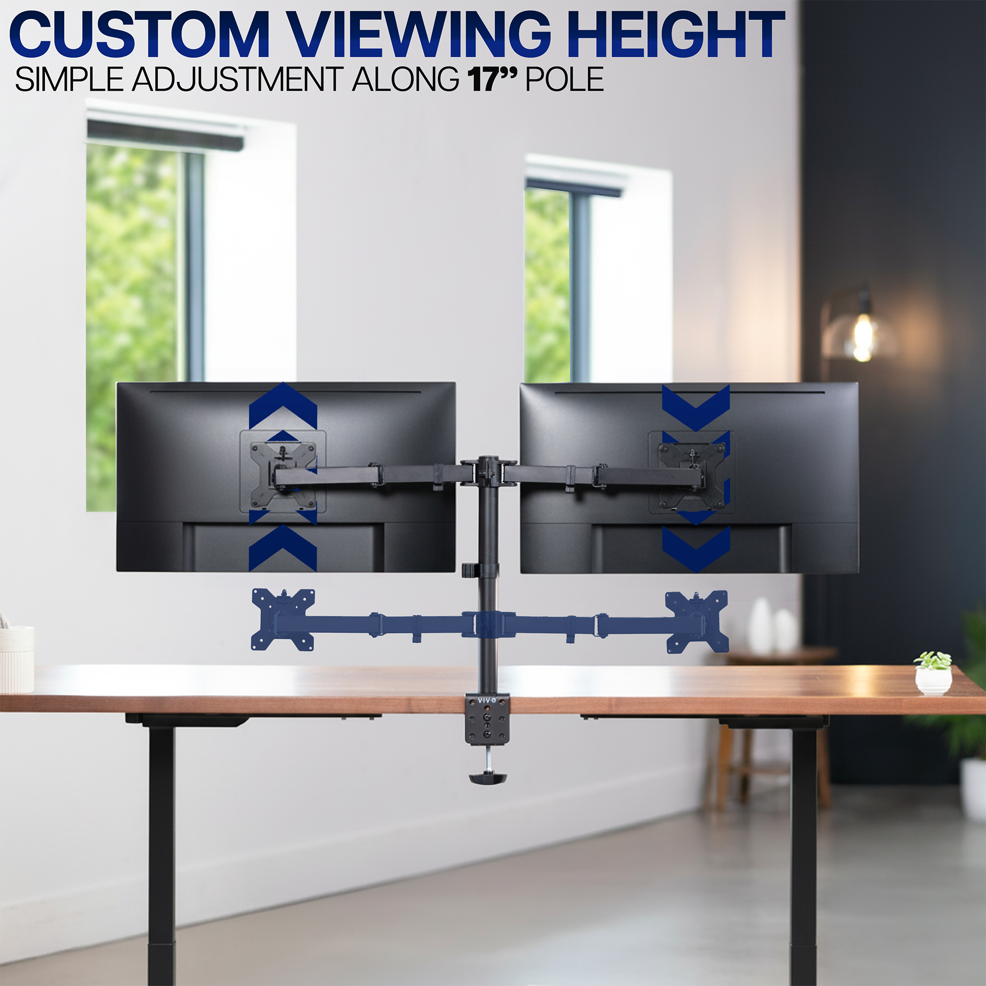 VIVO Black Dual Monitor Desk Mount Adjustable Stand, Fits Screens up to 30" Image 5