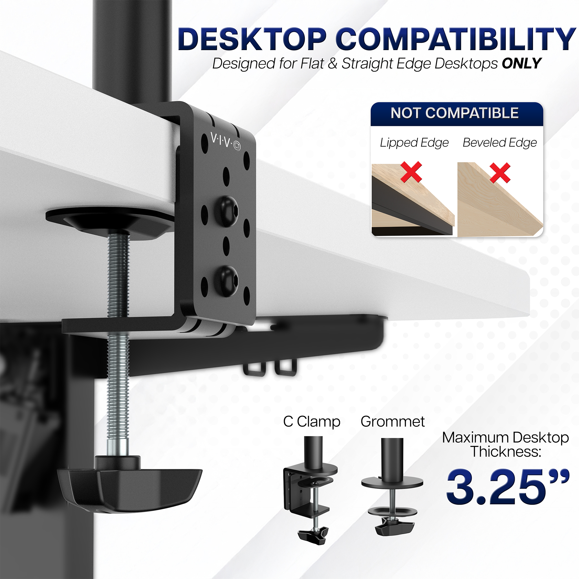 VIVO Black Dual Monitor Desk Mount Adjustable Stand, Fits Screens up to 30" Image 6