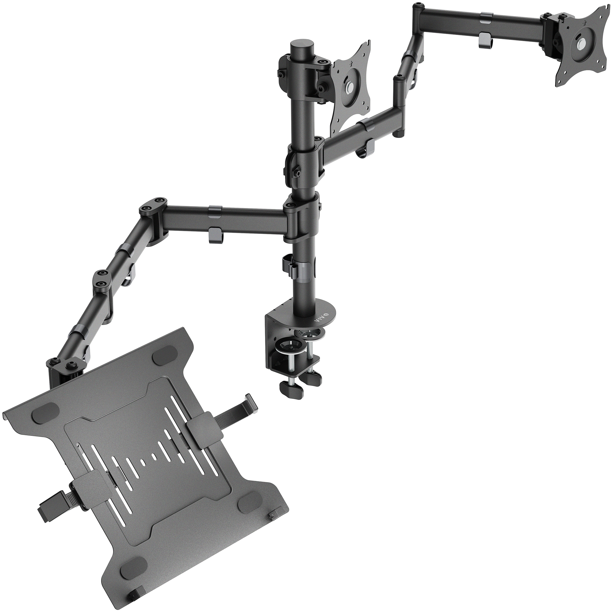 VIVO Dual 13" to 27" Monitor Mount with Laptop Holder, Horizontal Screen Display Image 1