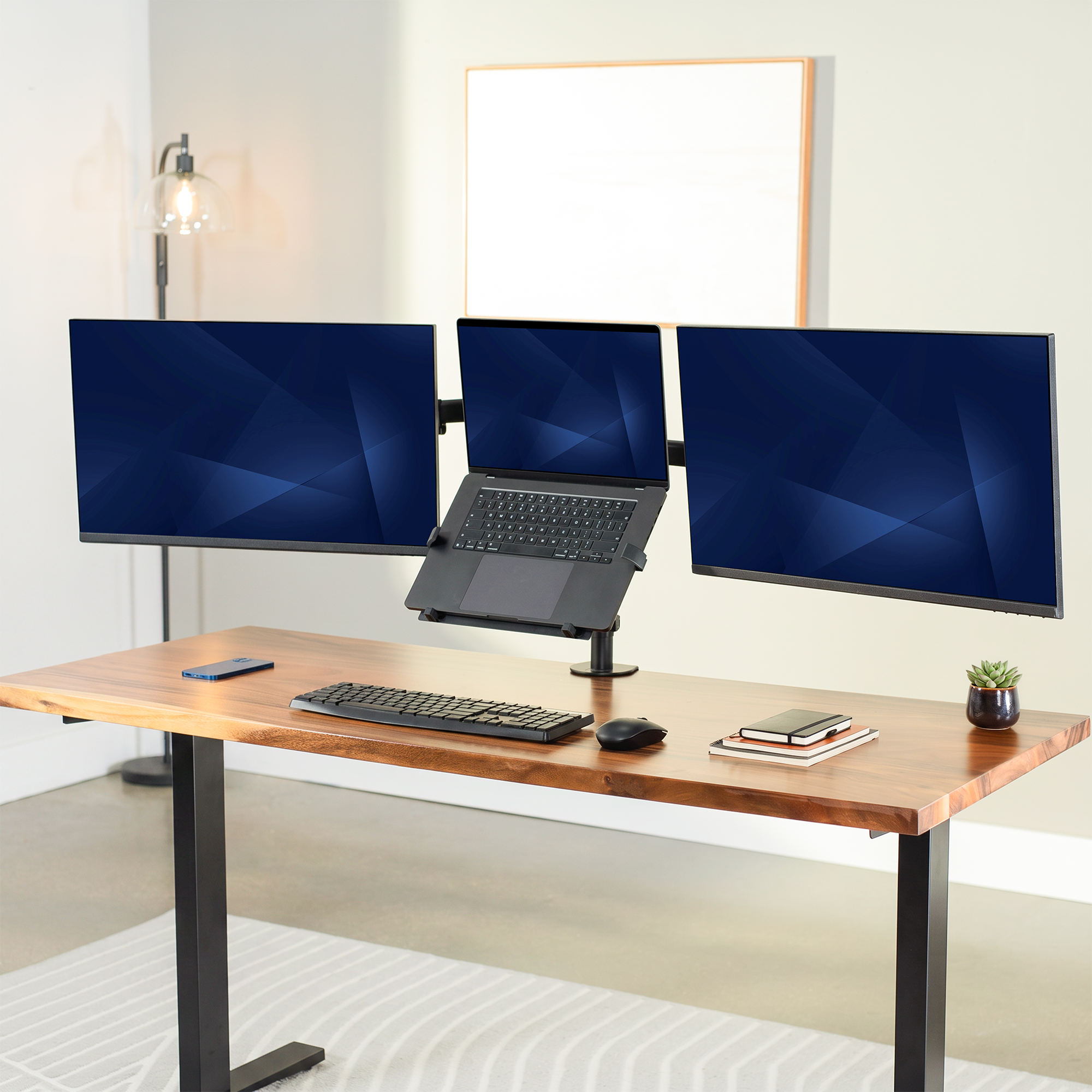 VIVO Dual 13" to 27" Monitor Mount with Laptop Holder, Horizontal Screen Display Image 2