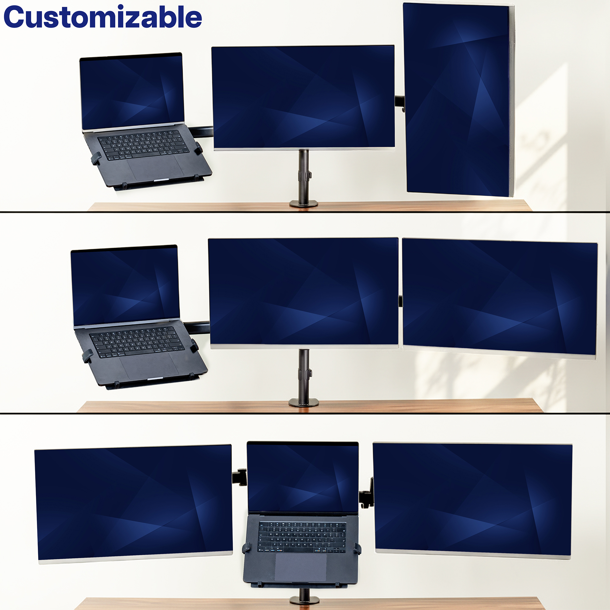 VIVO Dual 13" to 27" Monitor Mount with Laptop Holder, Horizontal Screen Display Image 4