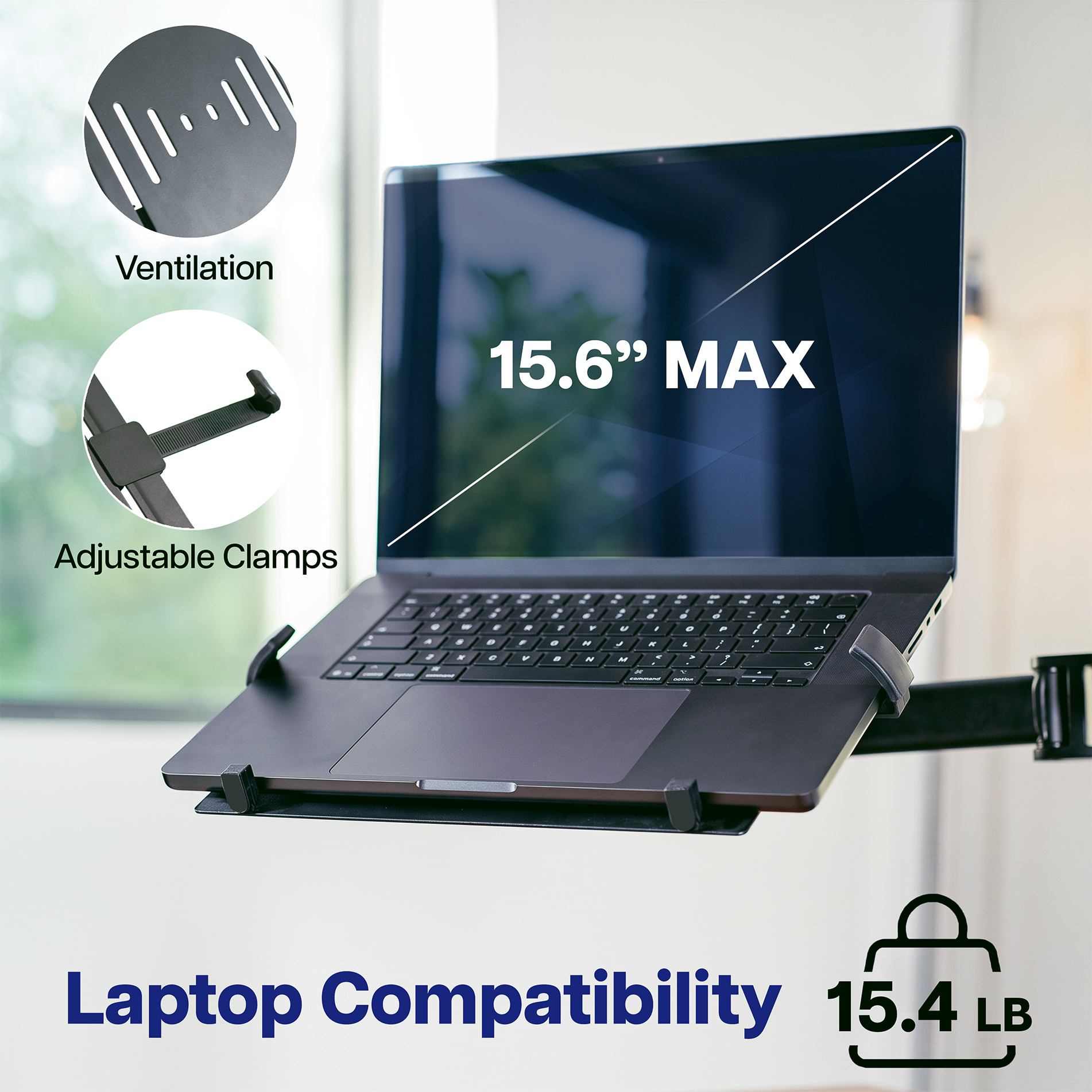 VIVO Dual 13" to 27" Monitor Mount with Laptop Holder, Horizontal Screen Display Image 7