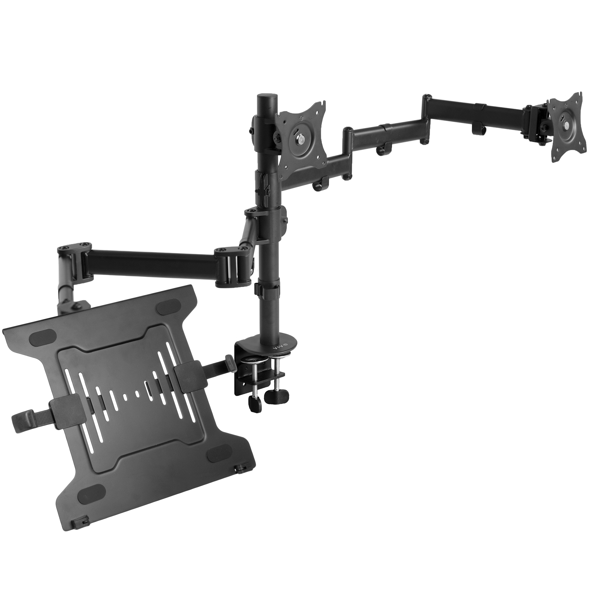 VIVO Dual 13" to 27" Monitor Mount with Laptop Holder, Horizontal Screen Display Image 1