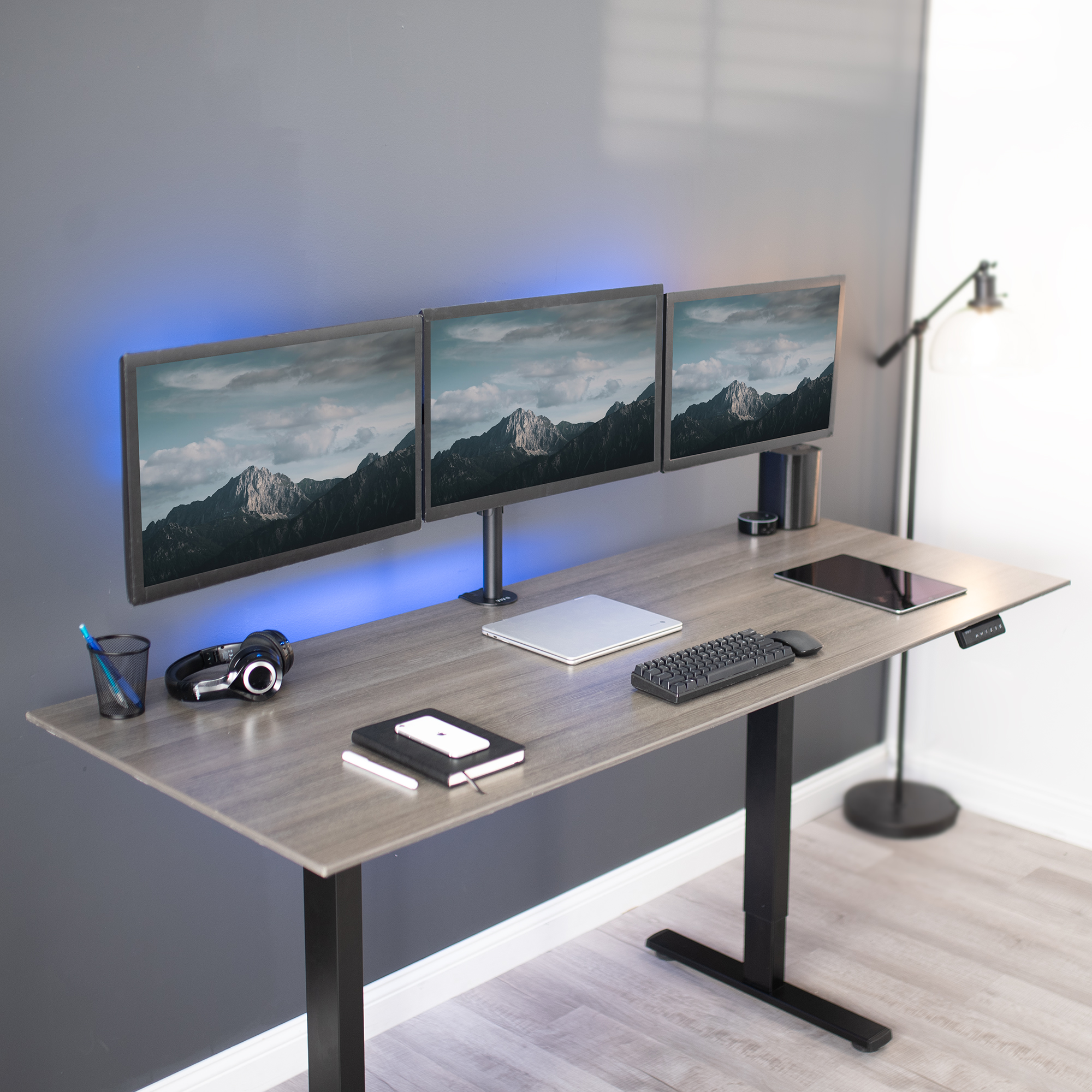 VIVO Heavy Duty Flush to Wall Triple Monitor Desk Mount, 3 Screens up to 27" Image 2