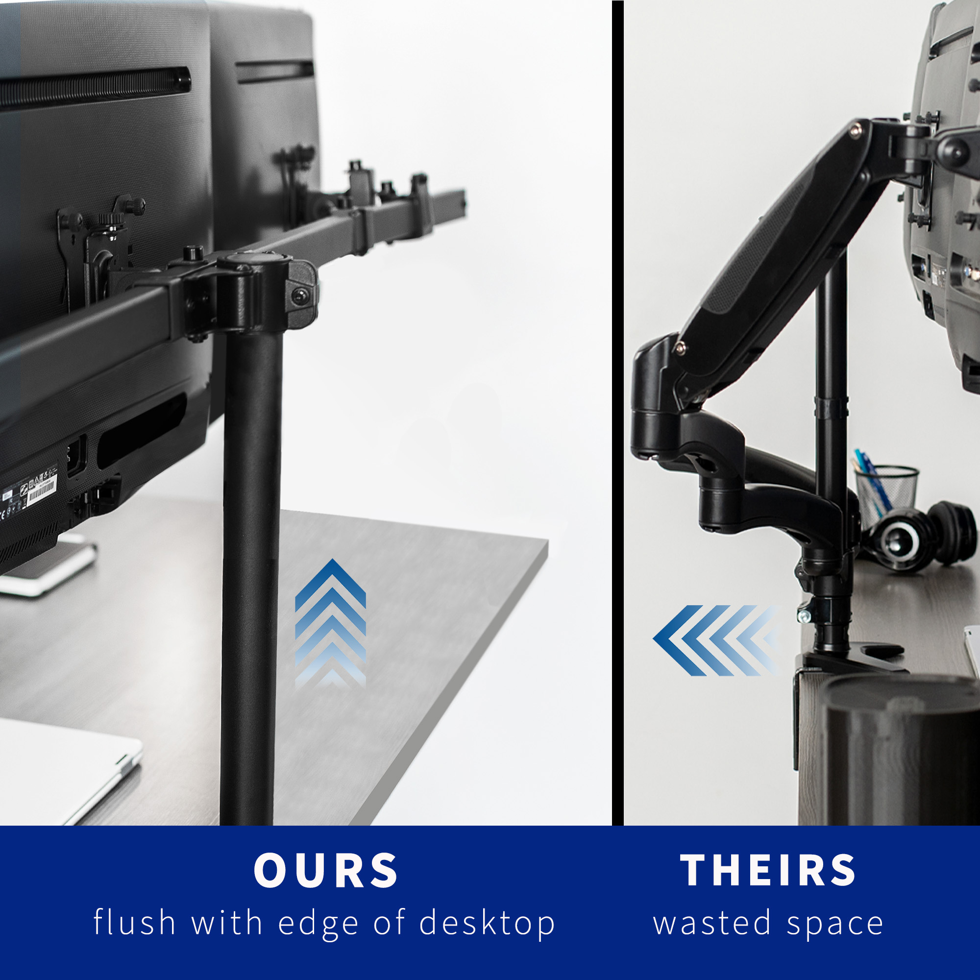 VIVO Heavy Duty Flush to Wall Triple Monitor Desk Mount, 3 Screens up to 27" Image 4