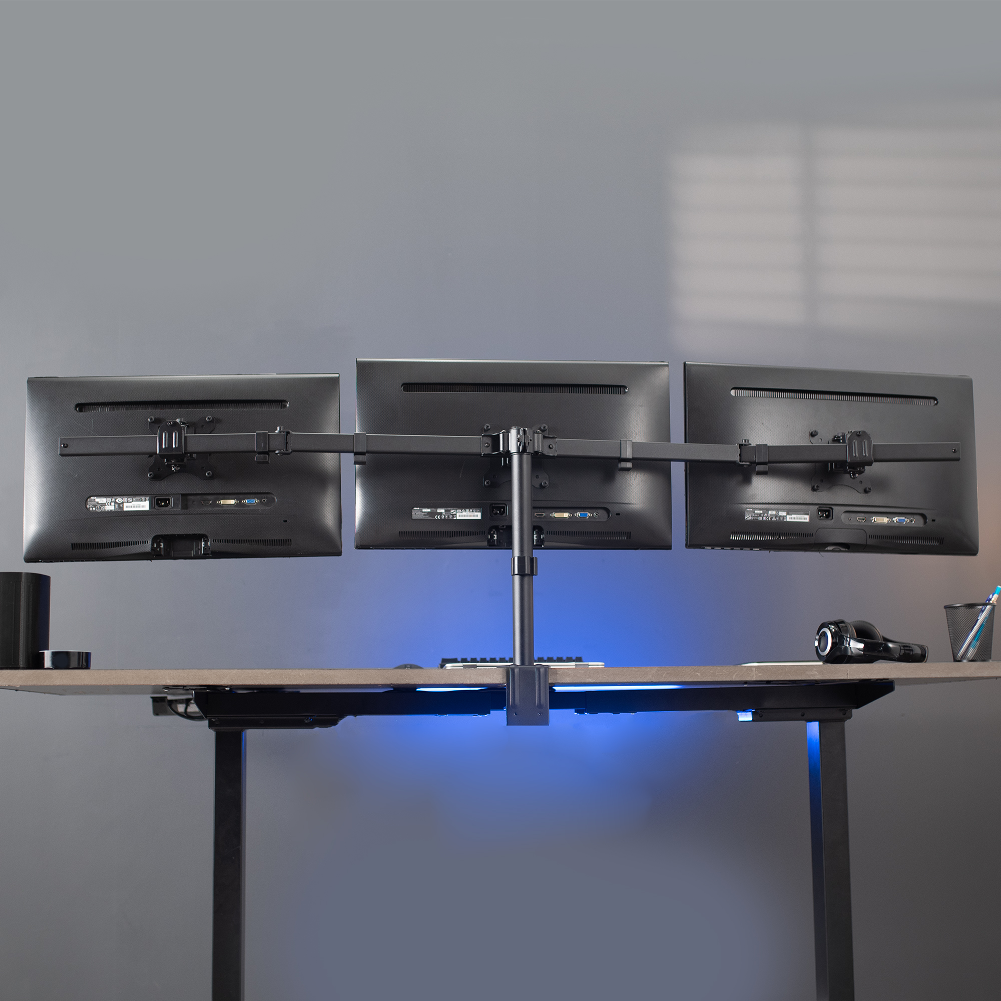 VIVO Heavy Duty Flush to Wall Triple Monitor Desk Mount, 3 Screens up to 27" Image 8