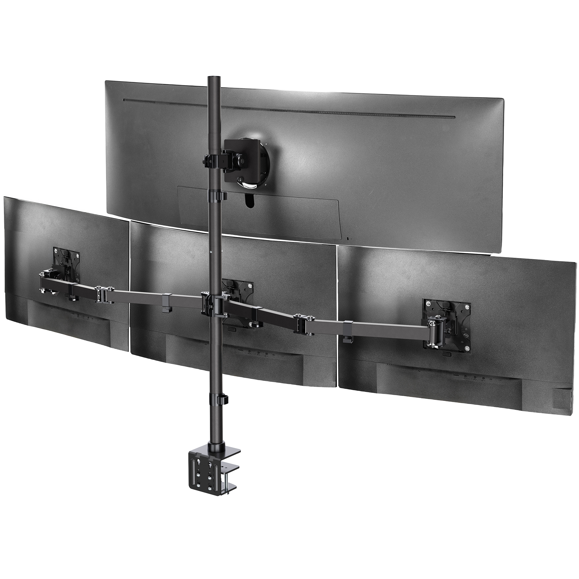 VIVO Quad Computer Monitor Desk Mount, 1 Ultrawide to 49", 3 Standard to 27" Image 1